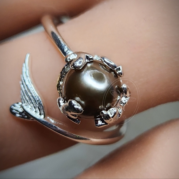 "The Siren" Handmade 8mm Genuine Tibetan Pearl & Sterling Silver Open Size Fast - Picture 4 of 6
